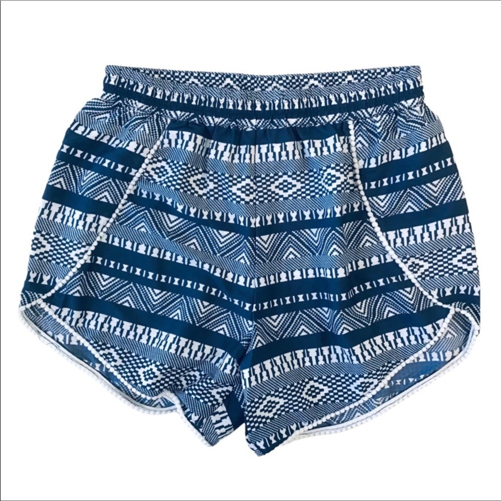 Special One Pom Pom Trim Lightweight Shorts Size XL Blue White New With Tag